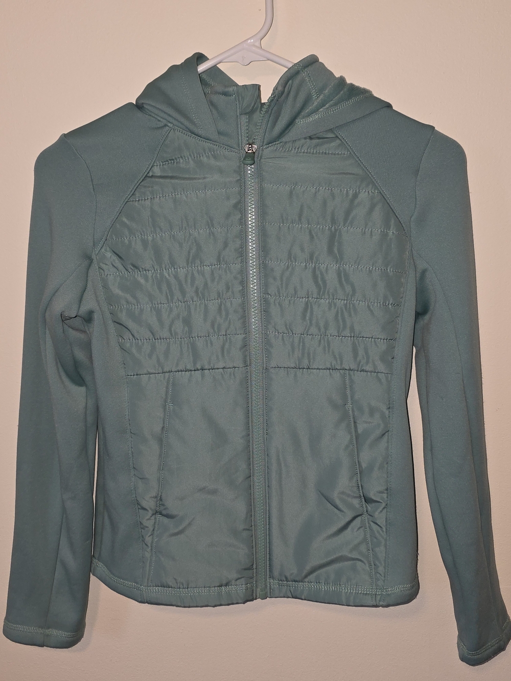 Kids Hooded Quilted Jacket - Light Green